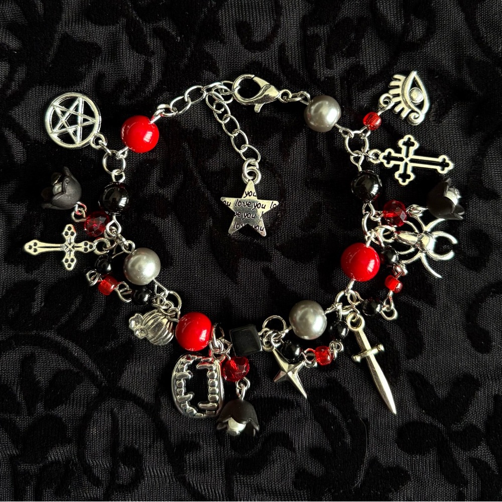 Handmade Grunge Goth Charms Bracelet